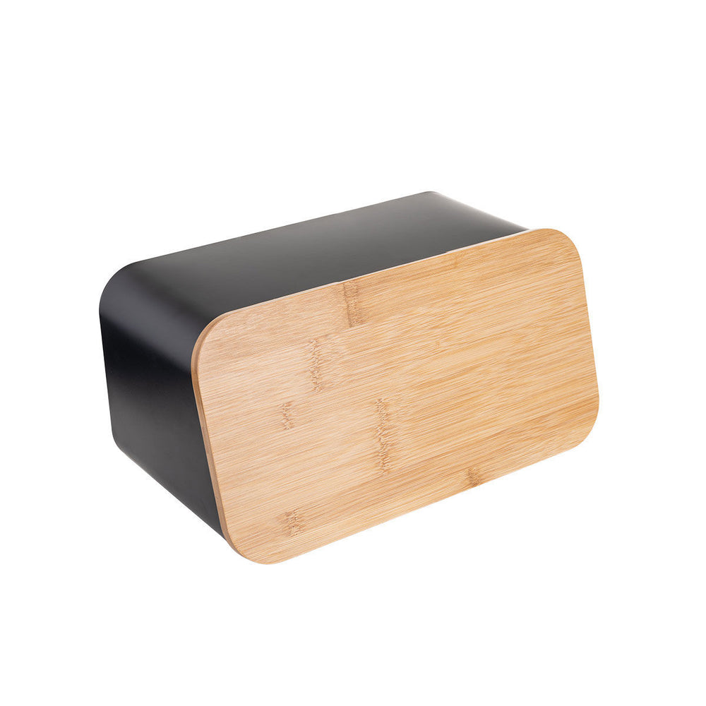Ψωμιέρα Μεταλλική Μαύρη Με Bamboo Καπάκι Estia 34.5Χ19Χ17cm