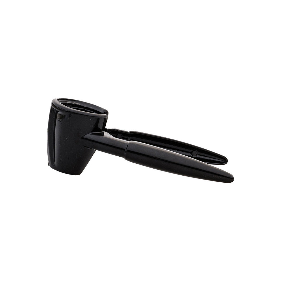 Καρυδοθραύστης Estia σε μαύρη απόχρωση, ανοιχτός υπό γωνία που αναδεικνύει τον μηχανισμό σύσφιξης.