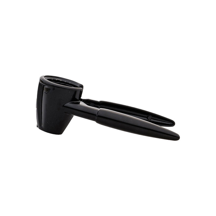 Καρυδοθραύστης Estia σε μαύρη απόχρωση, ανοιχτός υπό γωνία που αναδεικνύει τον μηχανισμό σύσφιξης.