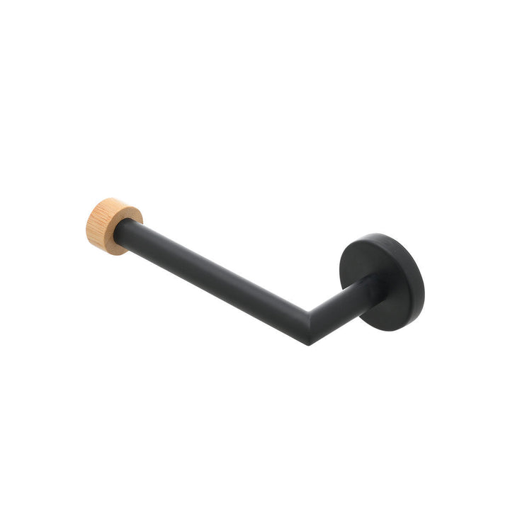 Μαύρη μεταλλική χαρτοθήκη Bamboo Essentials Estia με λεπτομέρεια φυσικού bamboo στο άκρο.