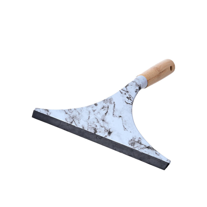 Καθαριστήρας τζαμιών χειρός Estia με marble σχέδιο, μαύρο λάστιχο και bamboo λαβή σε ανοιχτό φόντο.