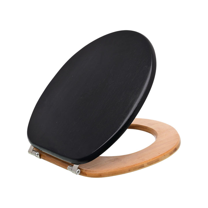 Καπάκι λεκάνης Bamboo Essentials Estia σε μαύρη απόχρωση με φυσική bamboo βάση.