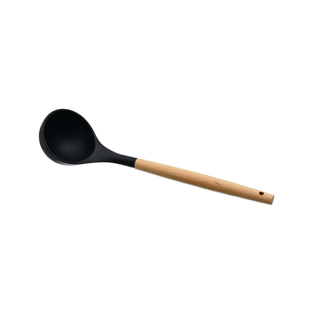 Κουτάλα Βαθιά Σιλικόνης Μαύρη Bamboo Essentials Estia
