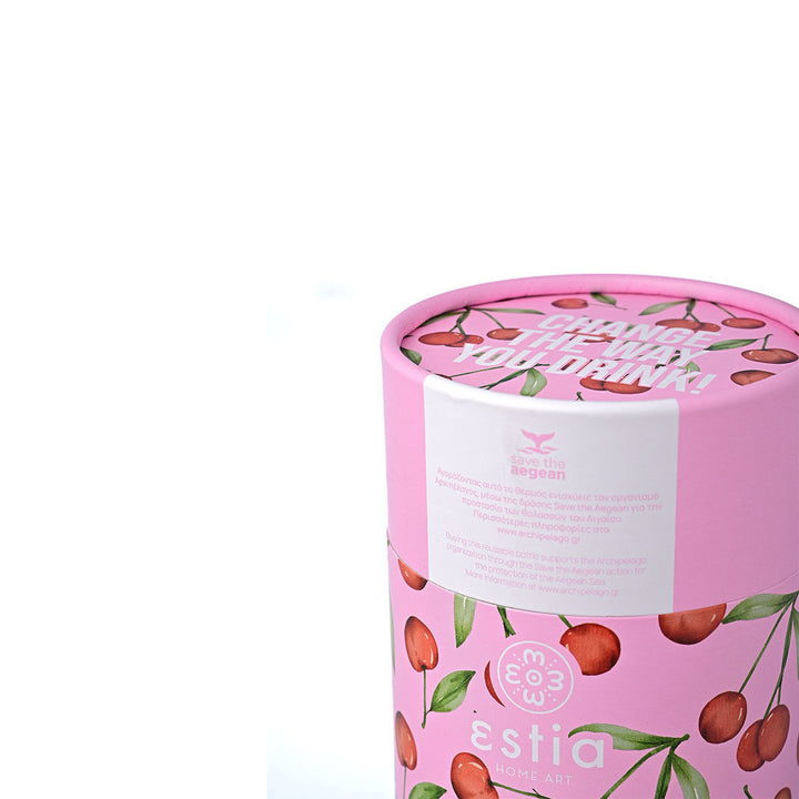 Estia Ποτήρι Θερμός  Save The Aegean 350ml Ροζ Με Κεράσια Cherry Rose Coffee Mug
