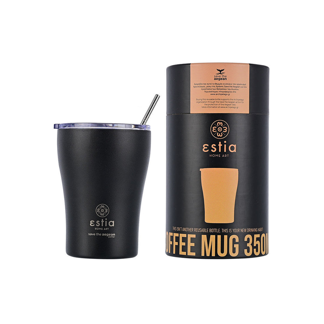 Estia Ποτήρι Θερμός Save The Aegean Μαύρο Midnight Black Coffee Mug