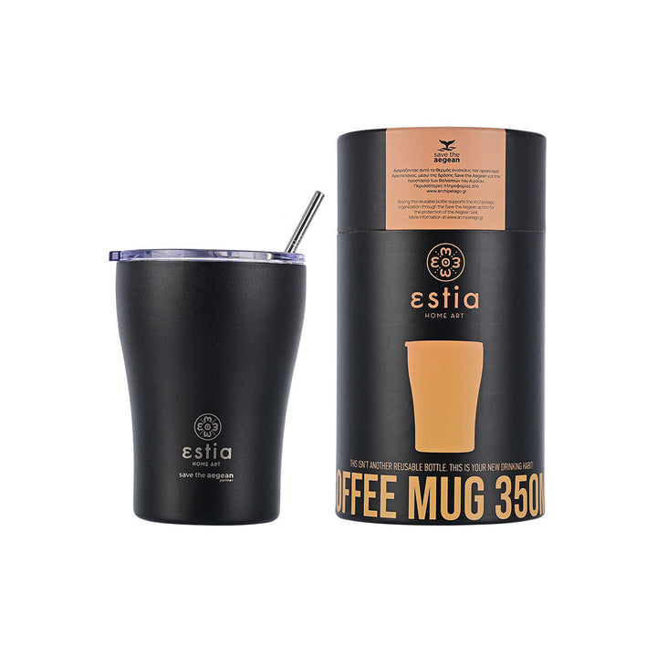 Estia Ποτήρι Θερμός Save The Aegean Μαύρο Midnight Black Coffee Mug