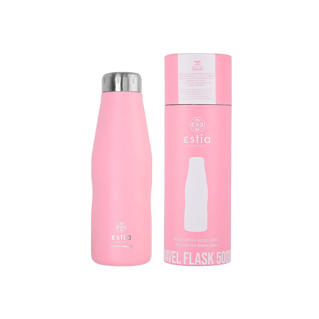 Estia Μπουκάλι Θερμός Save The Aegean Ροζ Blossom Rose Travel Flask