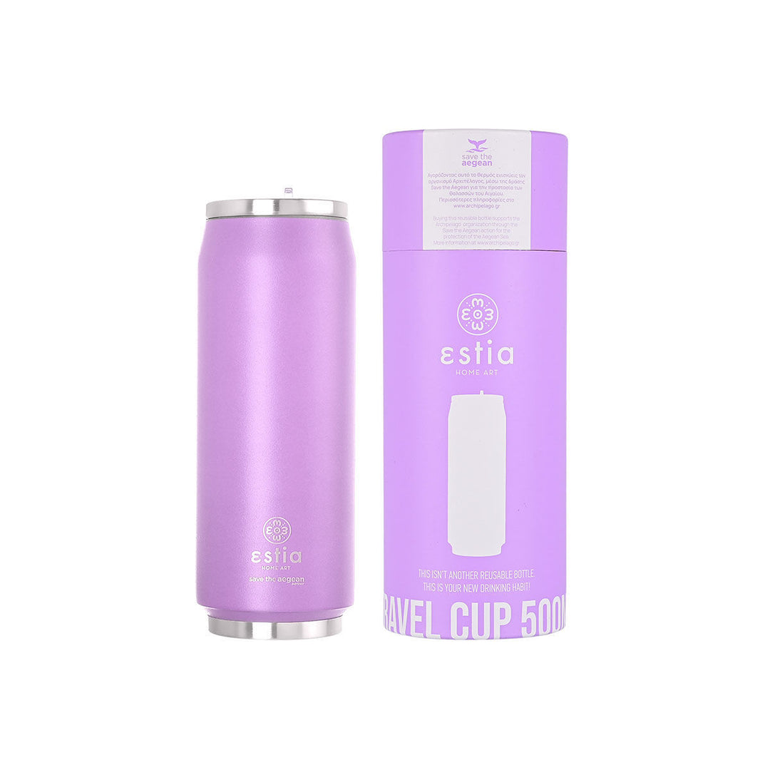 Estia Ποτήρι Θερμός Με Καλαμάκι Save The Aegean 500ml Λιλά Lavender Purple Travel Cup