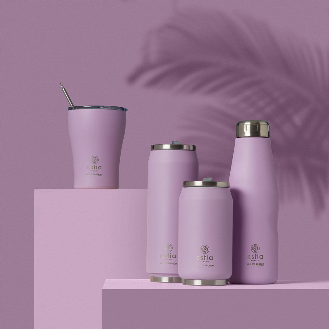 Estia Ποτήρι Θερμός Με Καλαμάκι Save The Aegean 500ml Λιλά Lavender Purple Travel Cup