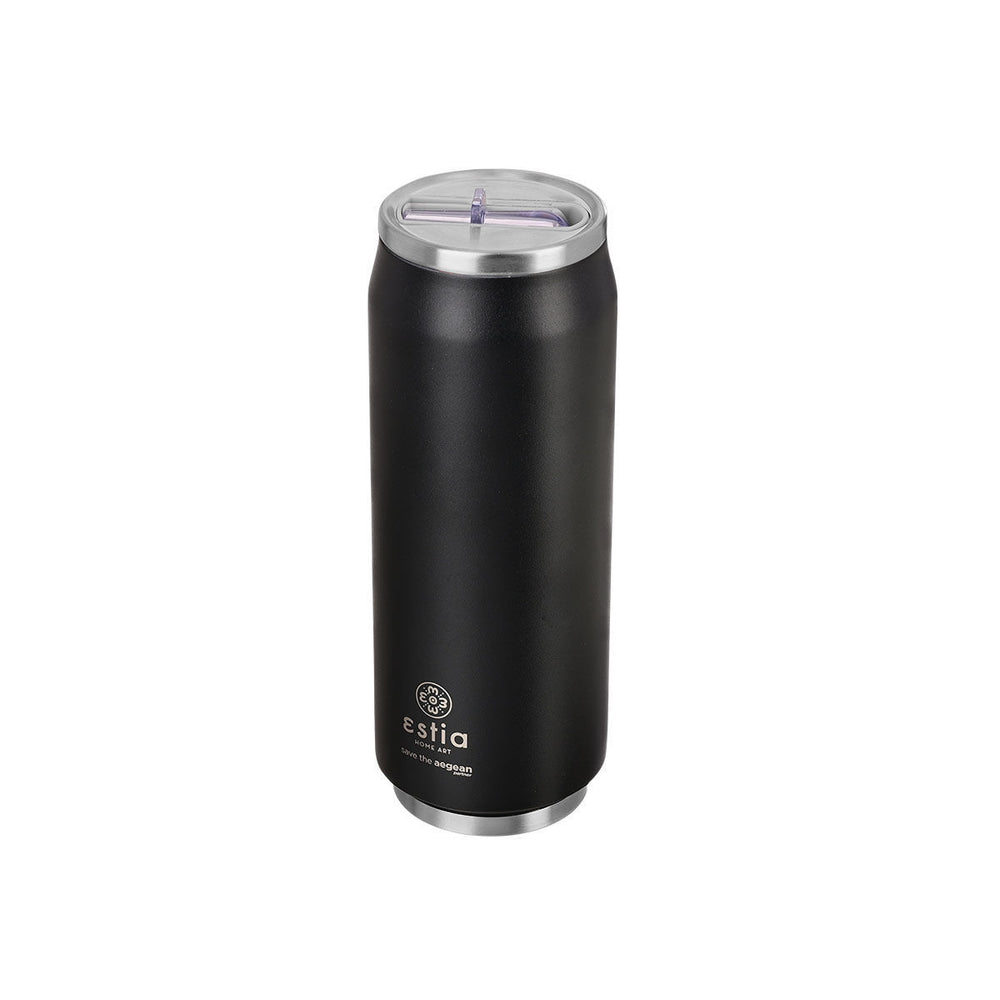 Estia Ποτήρι Θερμός Με Καλαμάκι Save The Aegean 500ml Μαύρο Midnight Black Travel Cup