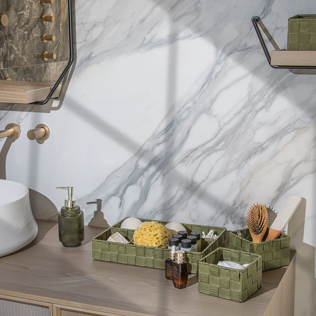 Καλάθι Αποθήκευσης & Οργάνωσης 4 Θέσεων Λαδί 33x23x6cm Olive Series Estia