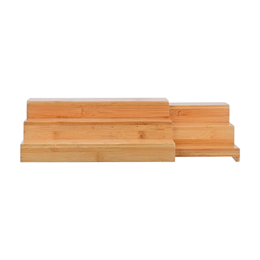 Επεκτεινόμενη βάση Bamboo Essentials της Estia με τρία σκαλοπάτια και συμμετρικό σχεδιασμό, σε φυσική απόχρωση ξύλου.