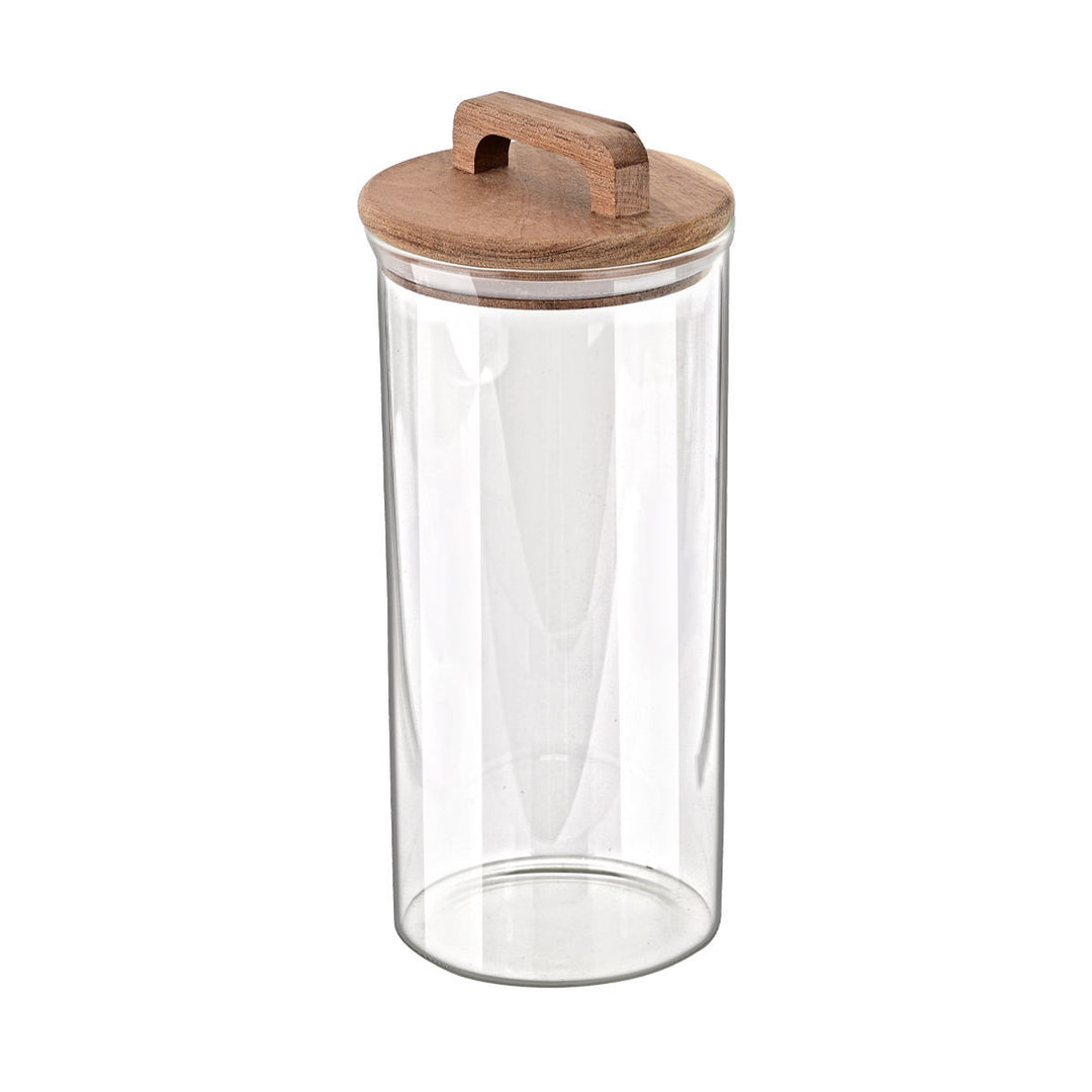 Δοχείο Αποθήκευσης Γυάλινο 1300ml Με Ξύλινο Καπάκι Allure Estia