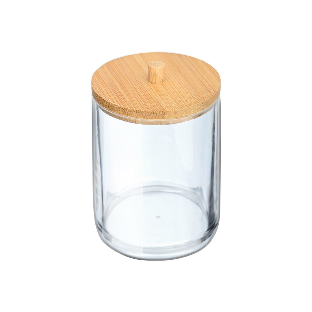Κουτί Αποθήκευσης Και Οργάνωσης Bamboo Essentials Για Δίσκους Ντεμακιγιάζ 7X7X12cm Με Καπάκι Estia