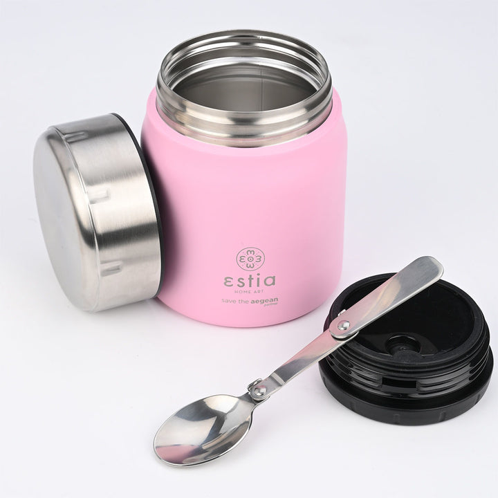 Estia Φαγητοδοχείο Θερμός Με Κουτάλι Save The Aegean 0.5lt Ροζ Blossom Rose Lunch Pot