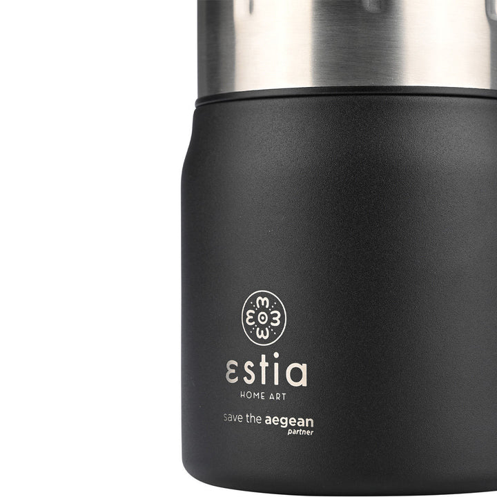 Estia Φαγητοδοχείο Θερμός Με Κουτάλι Save The Aegean 0.5lt Μαύρο Midnight Black Lunch Pot