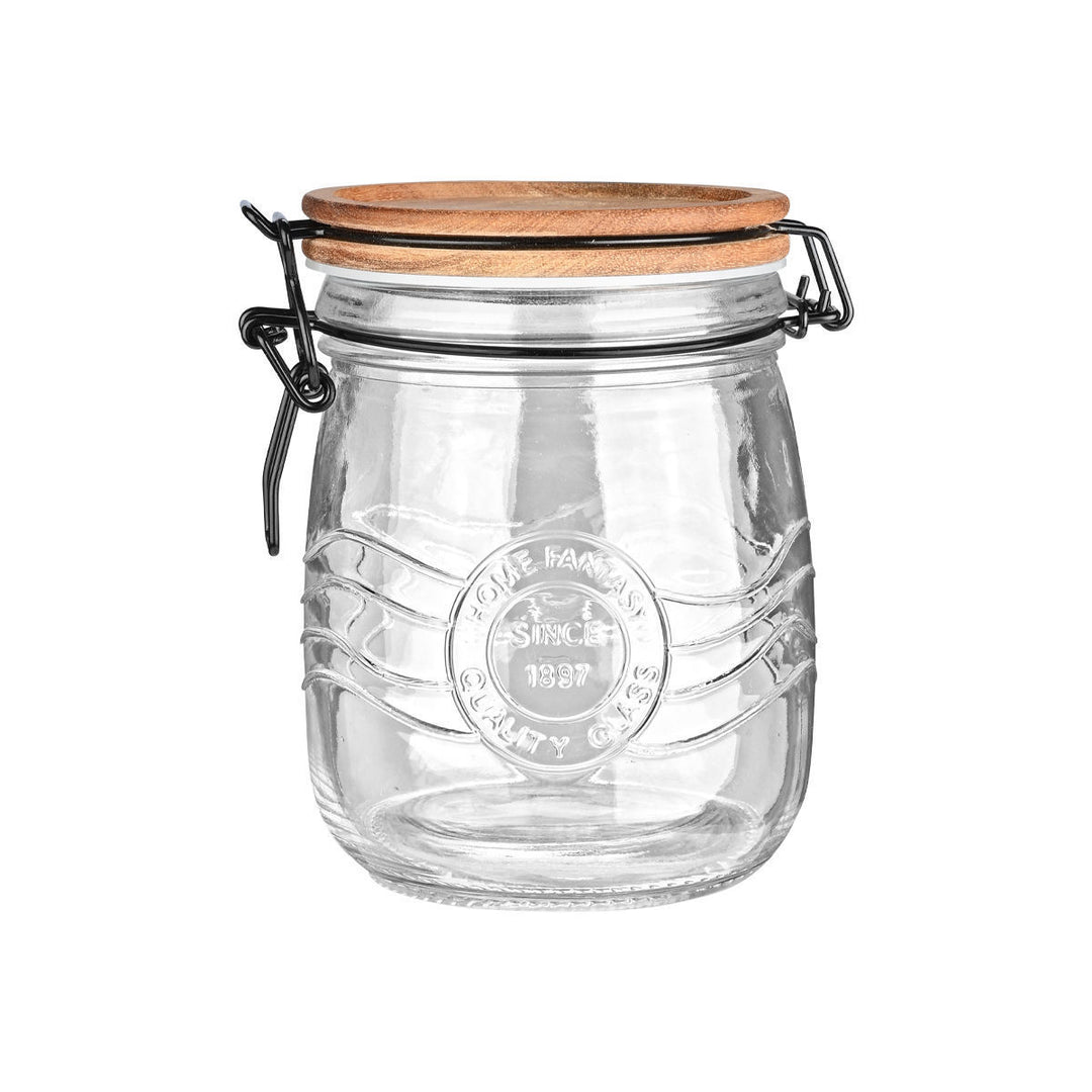 Δοχείο Αποθήκευσης Γυάλινο 750ml Με Κλιπ Ξύλινο Καπάκι Allure Estia