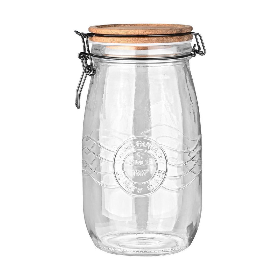 Δοχείο Αποθήκευσης Γυάλινο 1500ml Με Κλιπ Ξύλινο Καπάκι Allure Estia