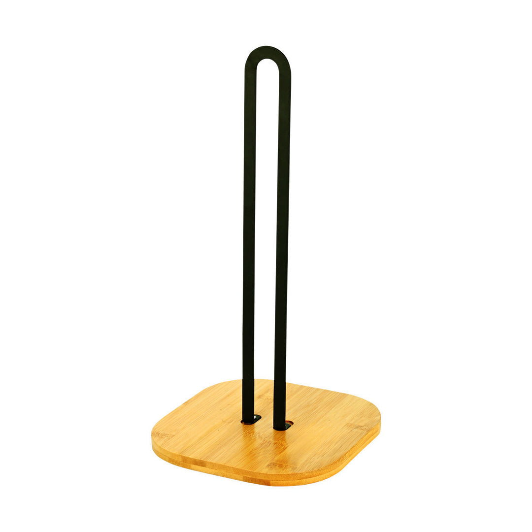 Βάση για ρολό κουζίνας Bamboo Essentials Estia με ξύλινη βάση και μεταλλική μαύρη κατασκευή.