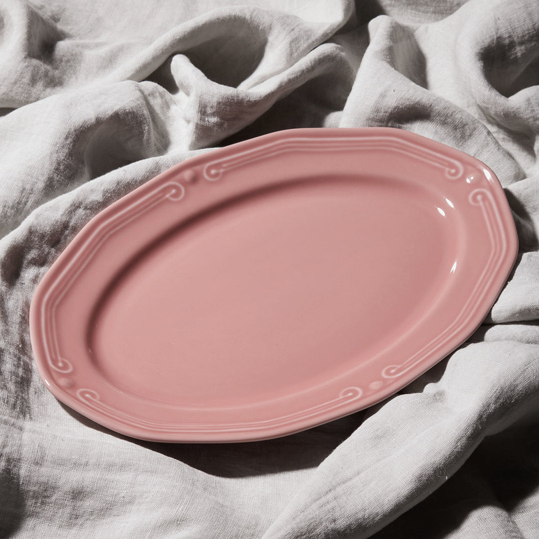 Πιατέλα Οβάλ Athenee Πορσελάνινη Ανάγλυφη 25cm Rose Estia