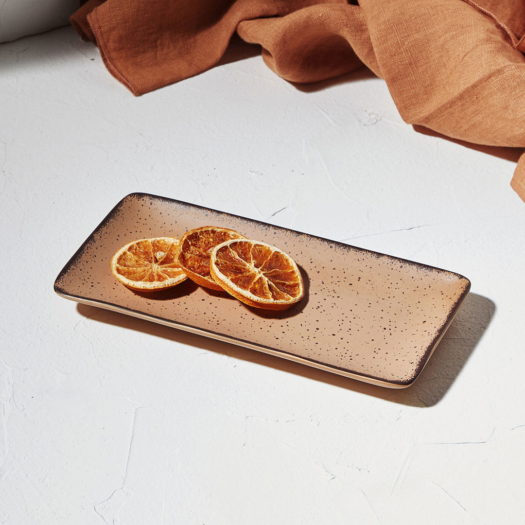 Πιατέλα Ορθογώνια Terra Πορσελάνινη 21x10.5cm Salmon Estia