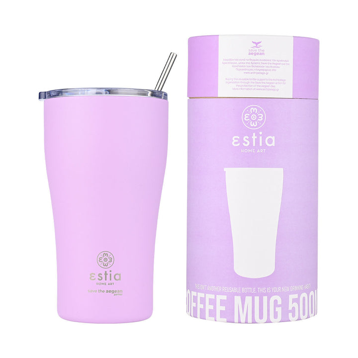 Estia Ποτήρι Θερμός Save The Aegean Λιλά Lavender Purple Coffee Mug
