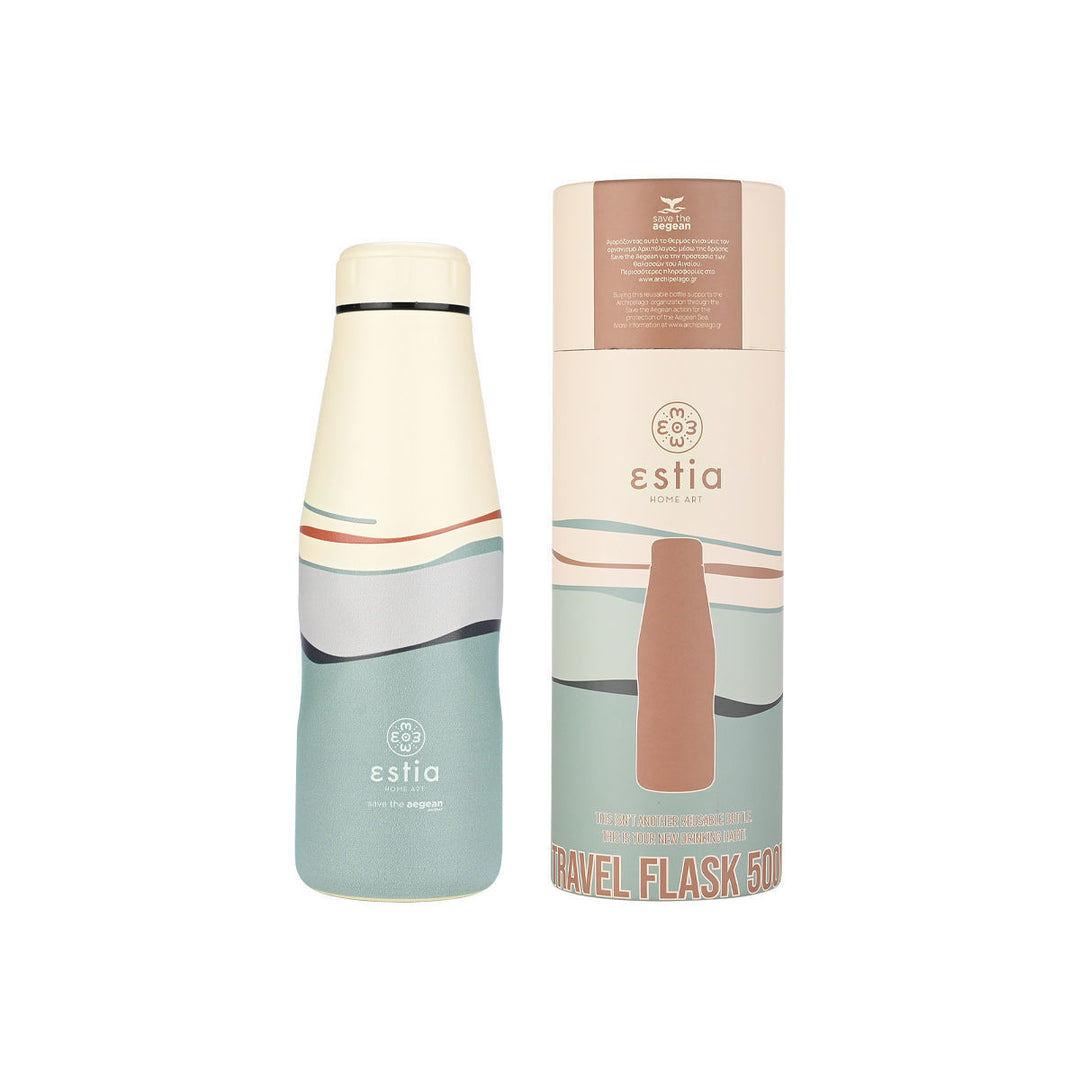 Estia Μπουκάλι Θερμός Save The Aegean 500ml Εκρού-Μέντα Ecozen Horizon