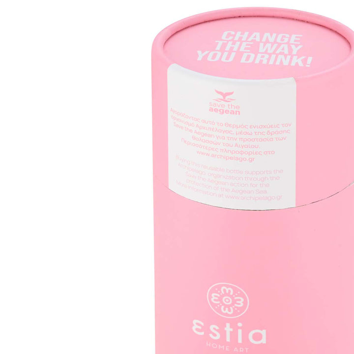Estia Μπουκάλι Θερμός Save The Aegean Ροζ Blossom Rose Travel Flask