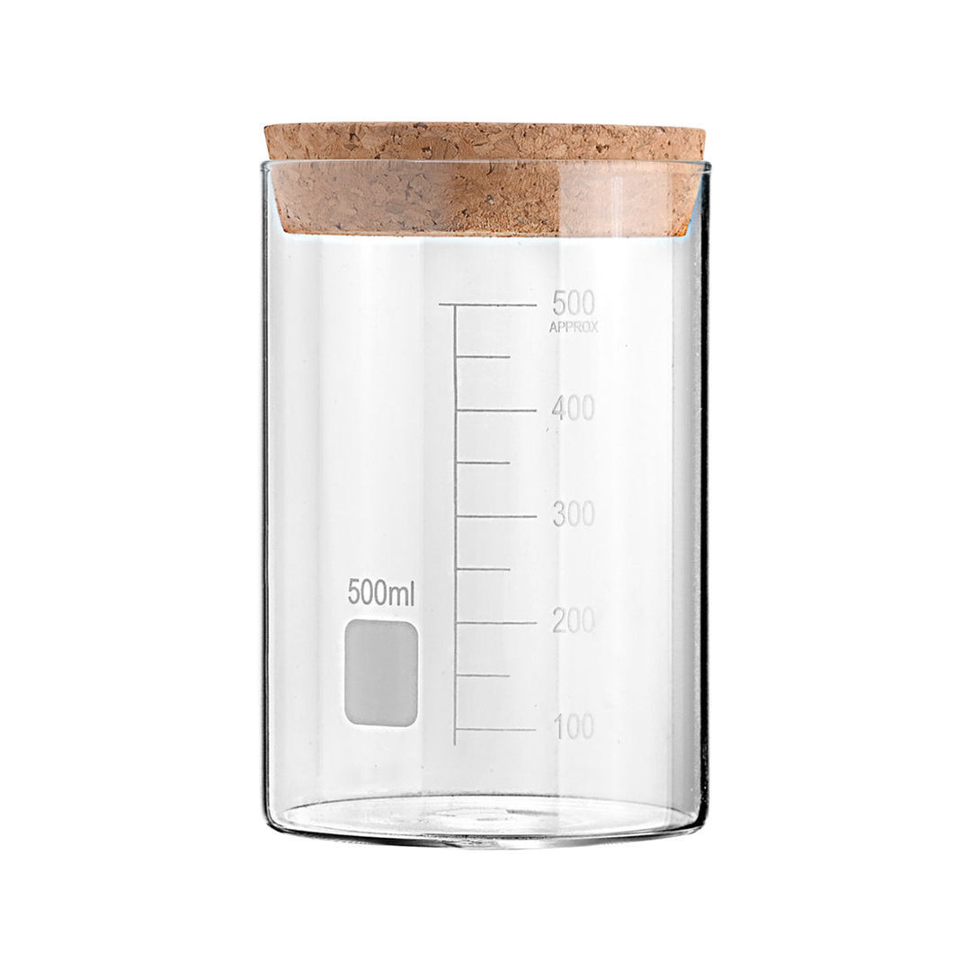 Δοχείο Αποθήκευσης Γυάλινο 500ml Με Καπάκι Φελλού & Δοσομετρητή Estia