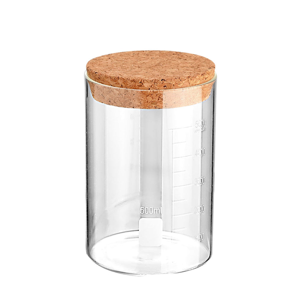 Δοχείο Αποθήκευσης Γυάλινο 500ml Με Καπάκι Φελλού & Δοσομετρητή Estia