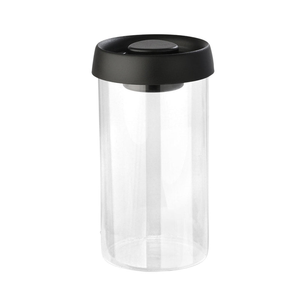 Δοχείο Αποθήκευσης Κενού Αέρος Γυάλινο 900ml Με Μαύρο Καπάκι Estia