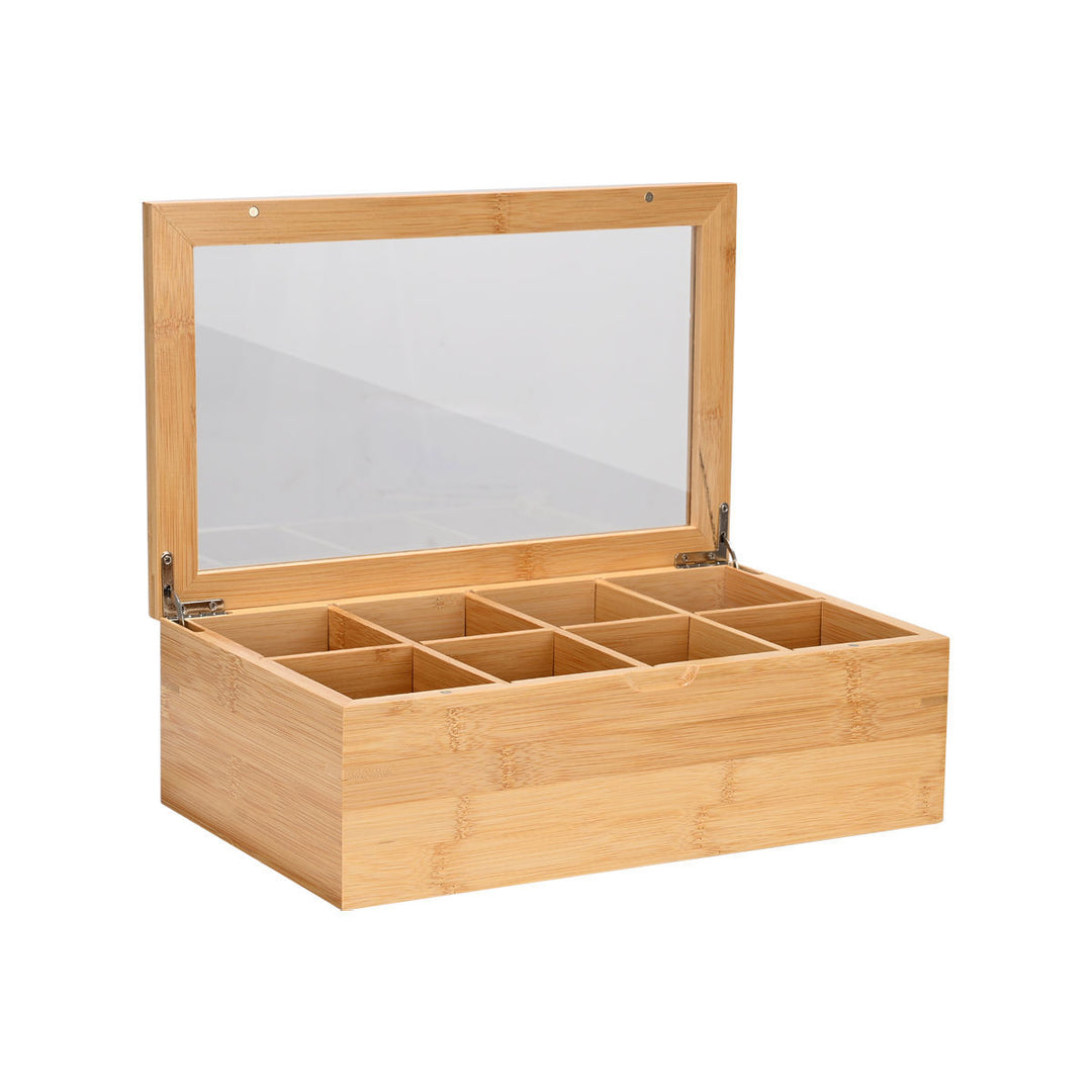 Κουτί Αποθήκευσης 8 Θέσεων Με Καπάκι Ξύλινο Bamboo Essentials Estia