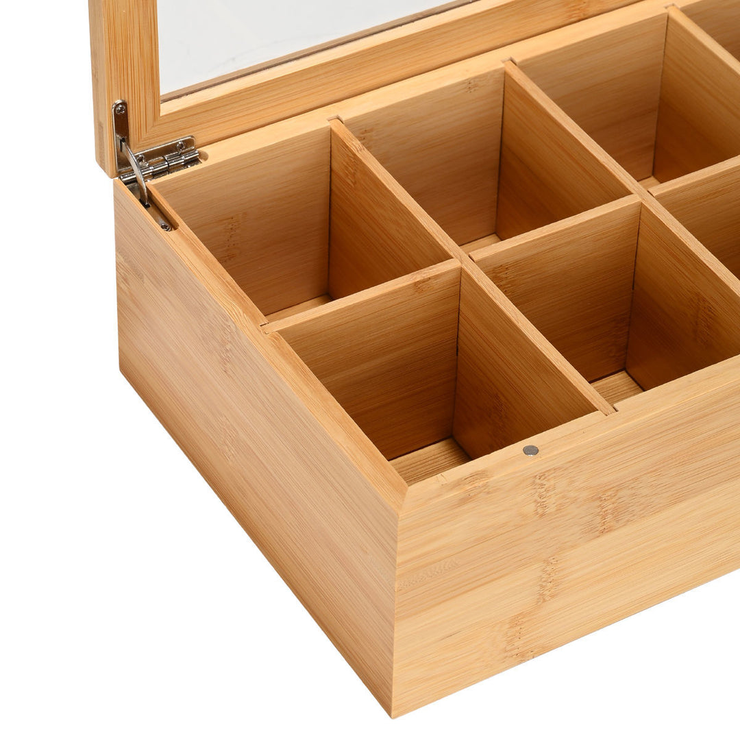 Κουτί Αποθήκευσης 8 Θέσεων Με Καπάκι Ξύλινο Bamboo Essentials Estia