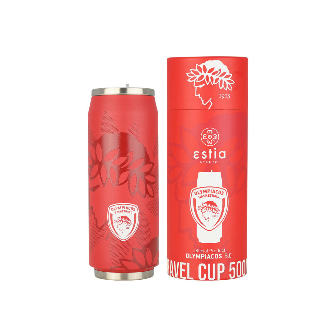 Estia Ποτήρι Θερμός Με Καλαμάκι 500ml Κόκκινο Ολυμπιακός BC Edition Travel Cup