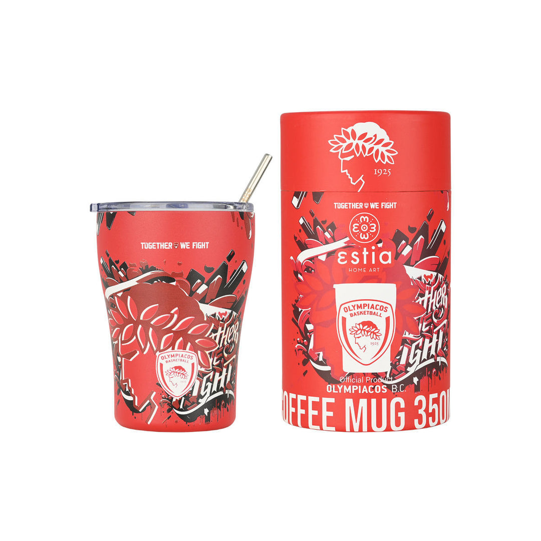 Estia Ποτήρι Θερμός 350ml Κόκκινο Ολυμπιακός Edition Together We Fight Coffee Mug