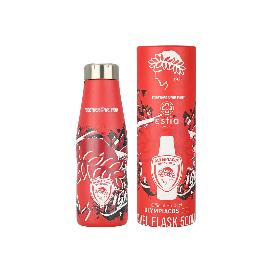 Estia Μπουκάλι Θερμός 500ml Κόκκινο Ολυμπιακός Edition Together We Fight Travel Flask