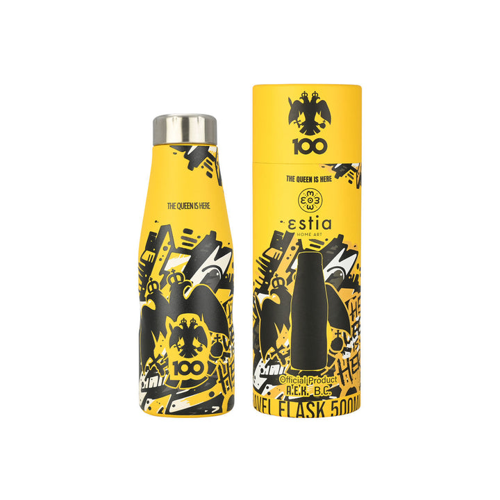 Estia Μπουκάλι Θερμός 500ml Κίτρινο ΑΕΚ Edition The Queen Is Here Travel Flask