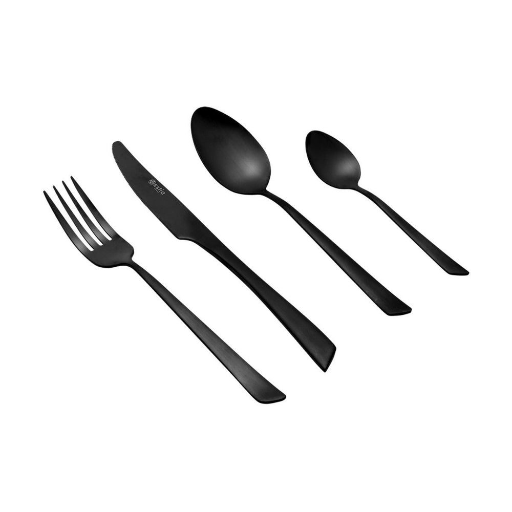 Σετ Μαχαιροπίρουνα Edge Black Ανοξείδωτο Ατσάλι Μαύρο Mat 24 Τεμαχίων Estia