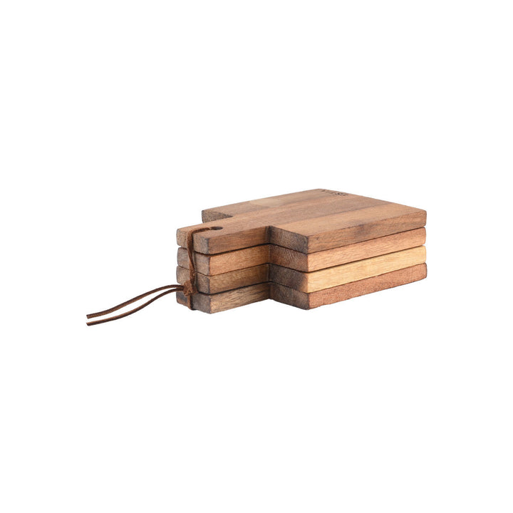 Ξύλινα σουβέρ Estia Bamboo Essentials τοποθετημένα σε θήκη από φυσικό bamboo, σε λευκό φόντο.