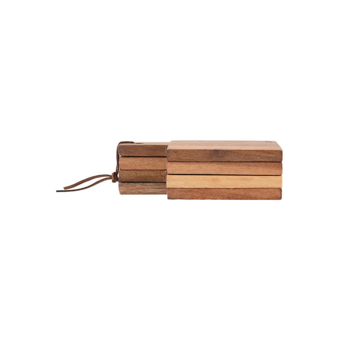Πέντε τετράγωνα σουβέρ bamboo Estia τοποθετημένα το ένα πάνω στο άλλο, σε ουδέτερο φόντο.