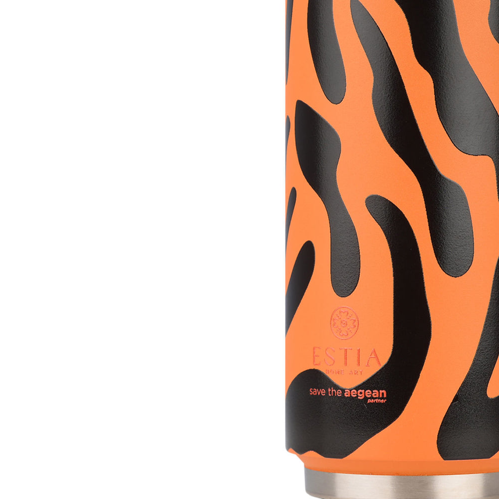 Estia Ποτήρι Θερμός Με Καλαμάκι Save The Aegean 500ml Πορτοκαλί Μαύρο Wild Claw Travel Cup