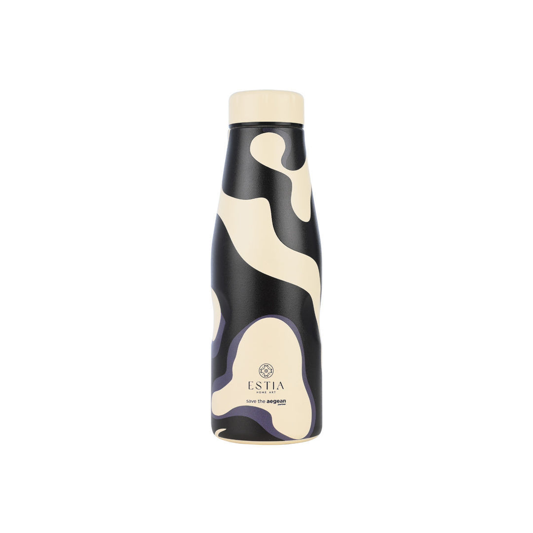 Estia Μπουκάλι Θερμός Save The Aegean 500ml Εκρού Μαύρο Bold Drift Travel Flask