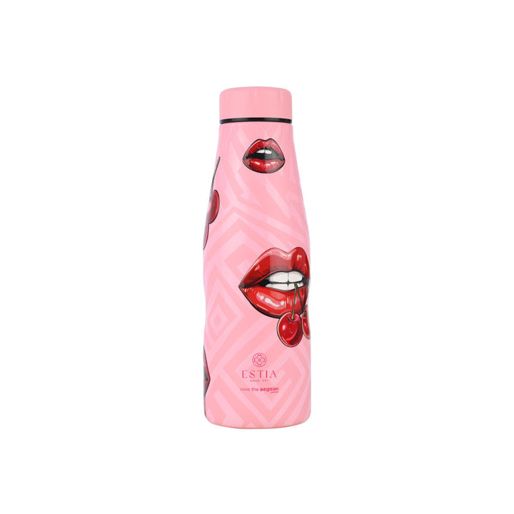 Estia Μπουκάλι Θερμός Save The Aegean 500ml Ροζ Με Σχέδιο Blush Pop Travel Flask