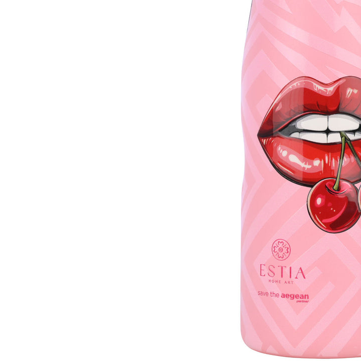 Estia Μπουκάλι Θερμός Save The Aegean 500ml Ροζ Με Σχέδιο Blush Pop Travel Flask