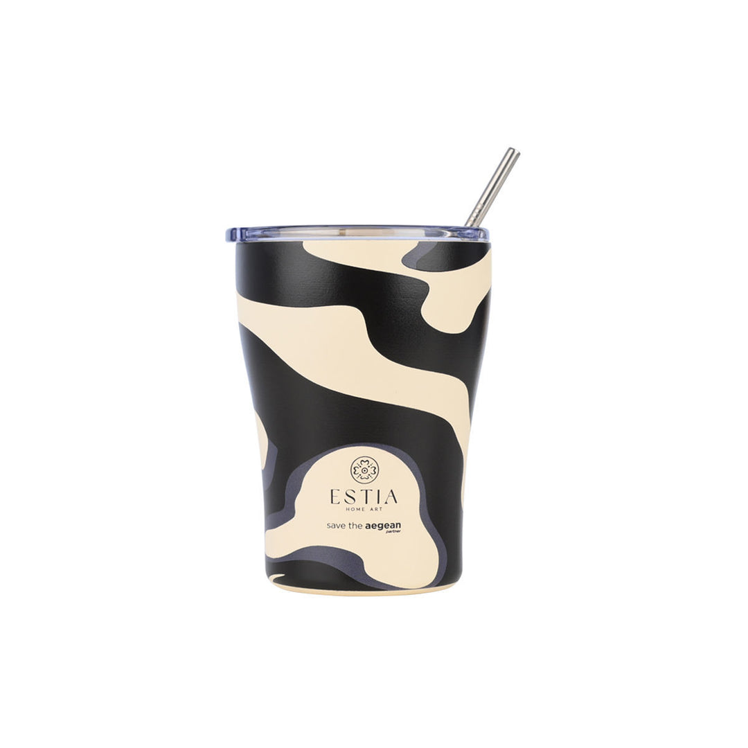 Estia Ποτήρι Θερμός Save The Aegean 350ml Εκρού-Μαύρο Bold Drift Coffee Mug