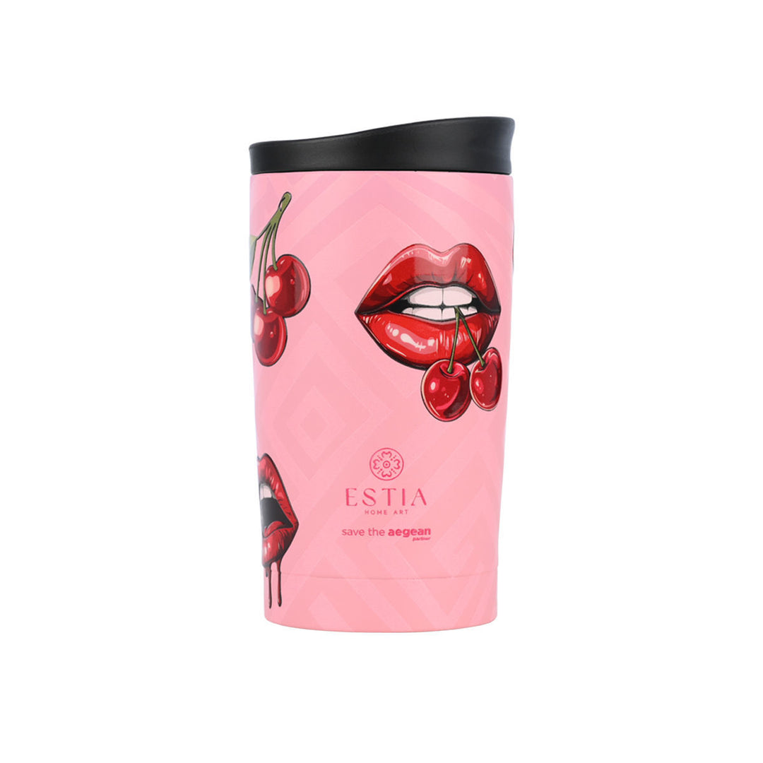 Estia Ποτήρι Θερμός Save The Aegean 350ml Ροζ Με Σχέδιο Blush Pop Travel Mug