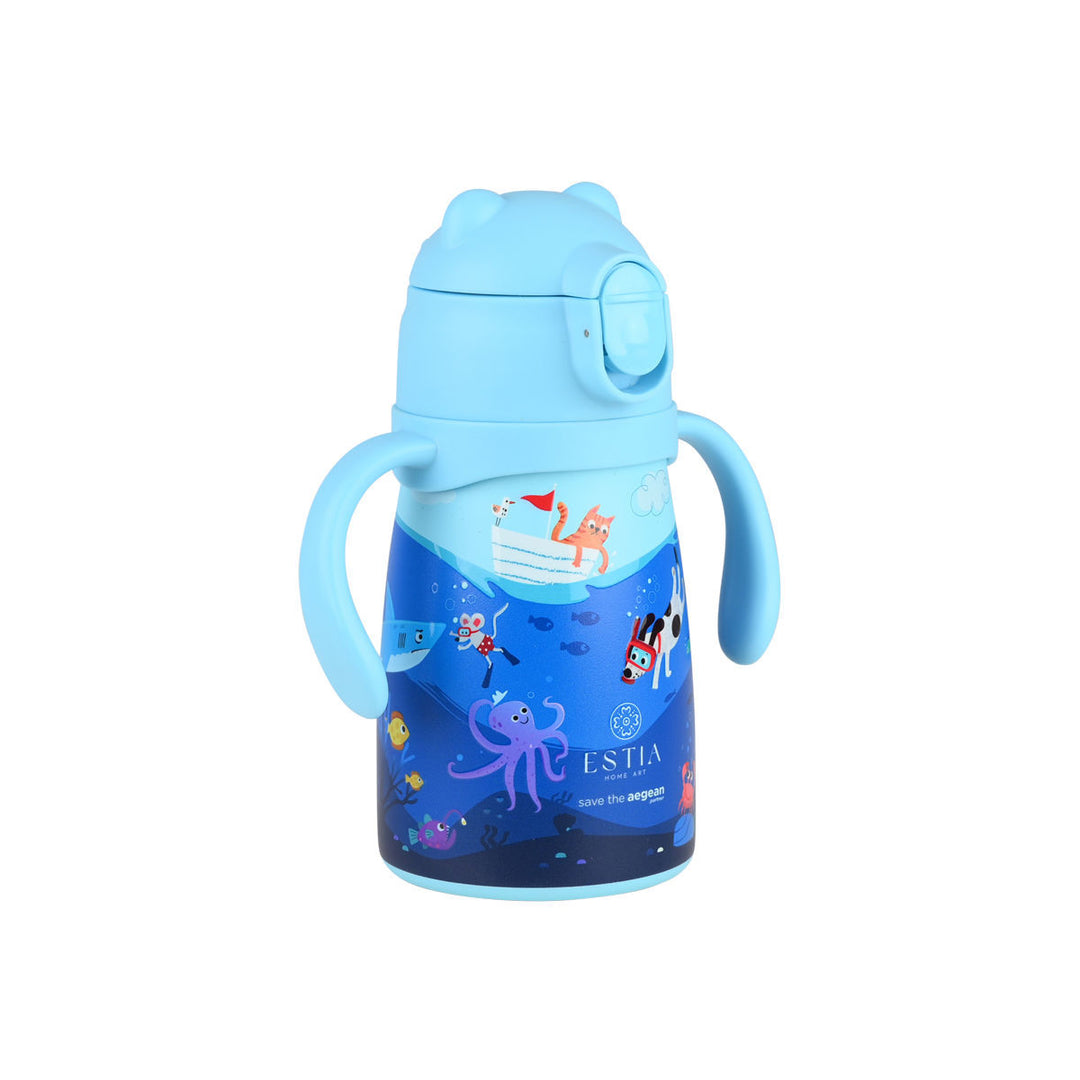 Estia Θερμός Παιδικό Με Λαβές Και Καλαμάκι 300ml Μπλε Ocean Play