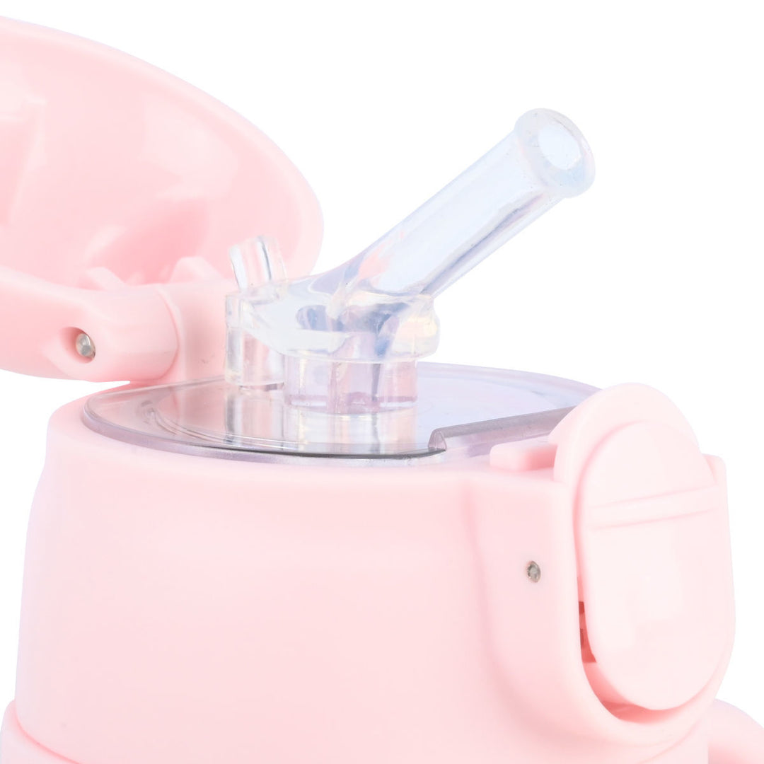 Estia Θερμός Παιδικό Με Λαβές Και Καλαμάκι 300ml Ροζ Με Ζωάκια Wild Stunts