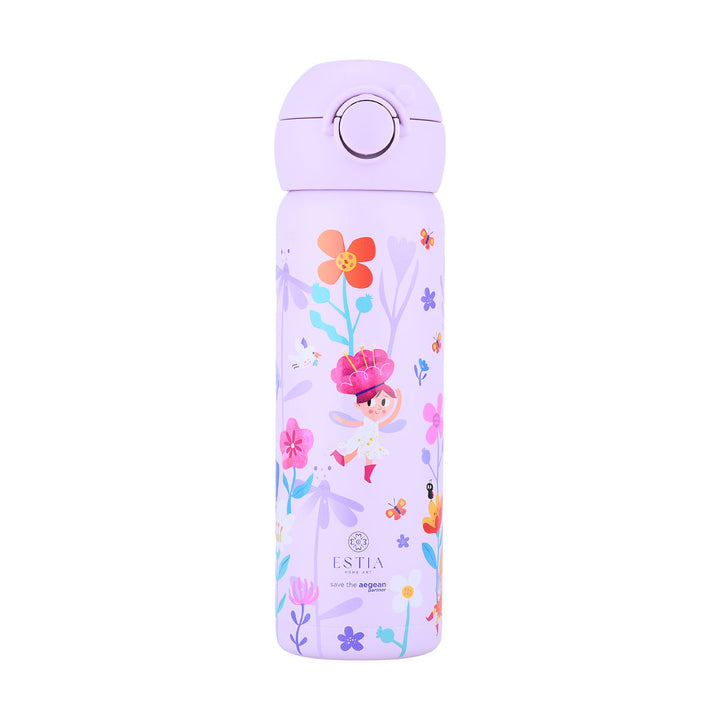 Estia Θερμός Παιδικό Με Λαβές Και Καλαμάκι 500ml Μωβ Fairy Tales