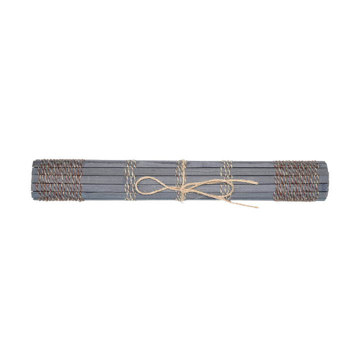 Σουπλά Bamboo Essentials Estia σε γκρι απόχρωση, τυλιγμένο και φωτογραφημένο από πάνω σε λευκό φόντο.